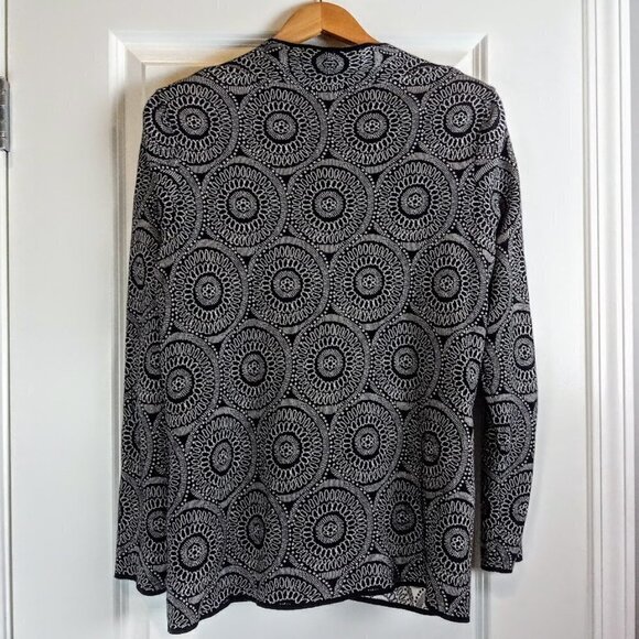 Dana Buchman Geometric Print Cotton Knit Tie Waist Cardigan - Picture 4 of 7